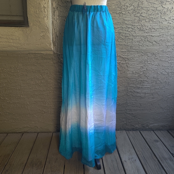 🆕 WHBM Blue Ombre long Maxi 100% Silk A-line summer spring fairycore Skirt (XS) - Picture 7 of 13